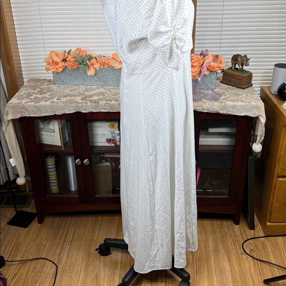 Danielle Bernstein Polka Dot Puff Sleeves Slip Dress Size 12 NWT - Picture 8 of 11